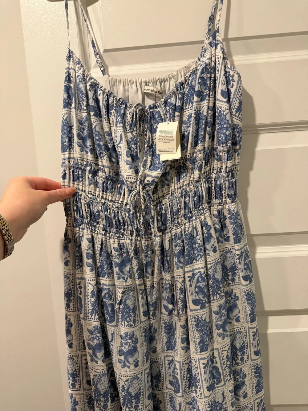 Abercrombie & Fitch NWT smocked tie front maxi dress